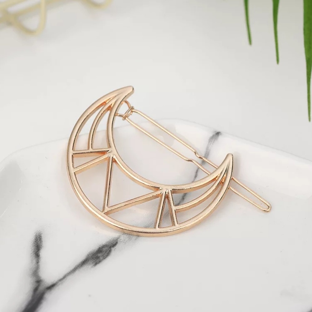 Golden Moon Geometric Barrette